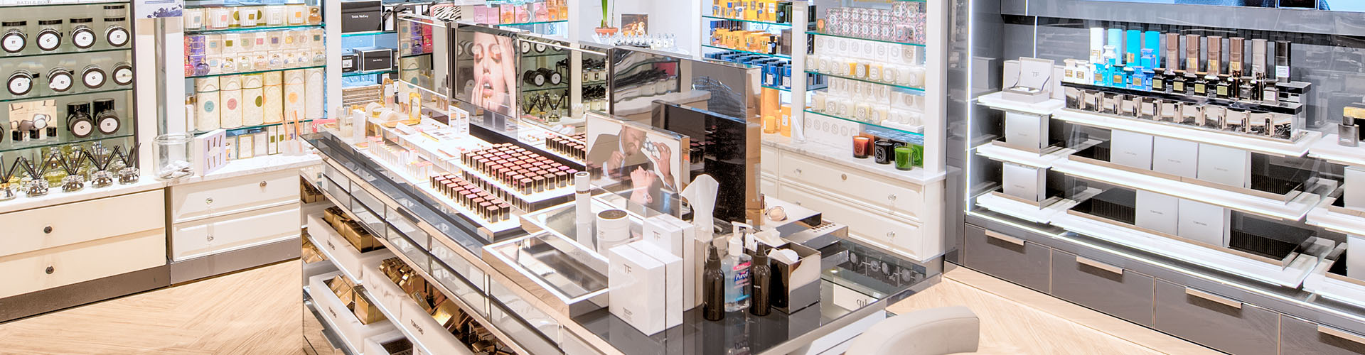 Banner featuring inside of specialty beauty store