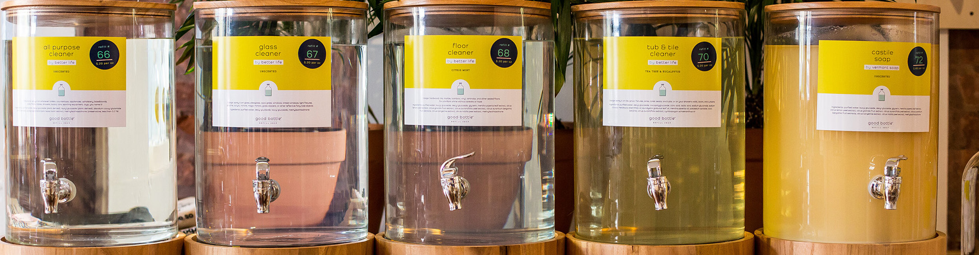 Brands Help Shoppers Do Good, Fast – Report Banner featuring cleaning product refill stations