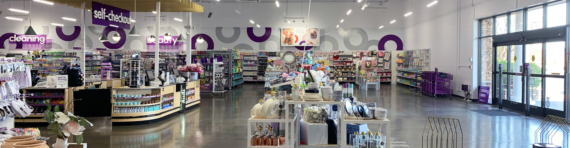 The New Age of Dollar Channel Retail Report Banner featuring lobby of open format pOpshelf store and self checkout
