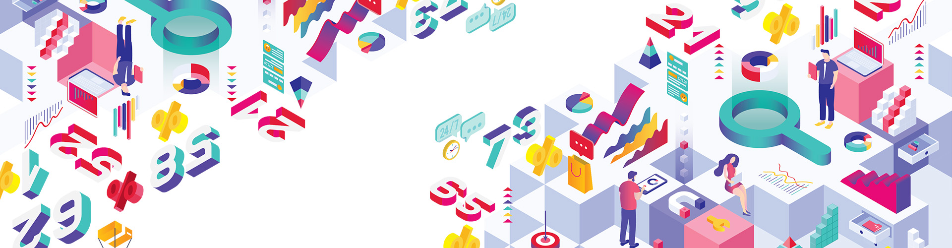 The Future of Shopping Life 2018-2019 Report Banner featuring colorful vector illustrations