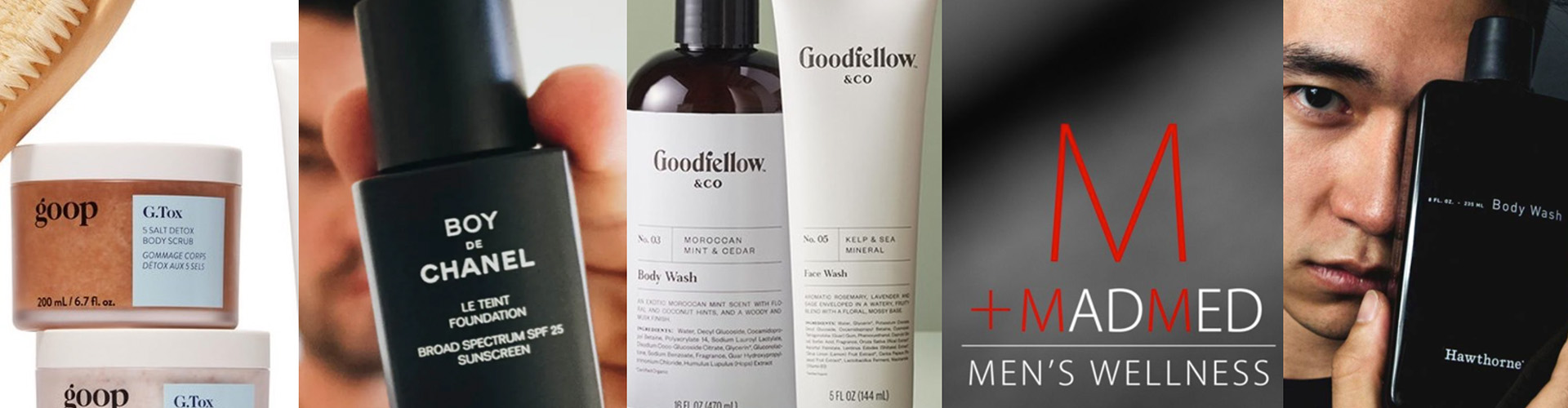 Let’s Hear It For the Boys – Report Banner featuring collage of men's body care products